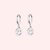Smiley Face Charm Hoop Hypoallergenic Earrings