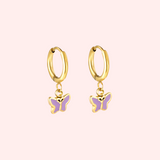 Butterfly Charm Hoop Hypoallergenic Earrings