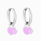 Double Heart Charm Hypoallergenic Hoop Earrings