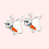 Bunny & Carrot Hypoallergenic Flat Back Stud Earring