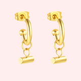 Hoop Hypoallergenic Earrings with T-Bar Pendant