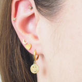 Smiley Face Charm Hoop Hypoallergenic Earrings