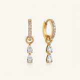Double Pear Pave Hoop Earrings