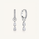 Double Pear Pave Hoop Earrings