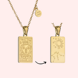 Aquarius Zodiac Tarot Card Necklace