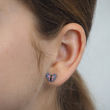 Enamel Butterfly Stud Hypoallergenic Earrings