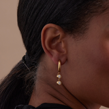 Double Bezel Drop Earrings