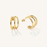 Trio Hoop Stud Earrings