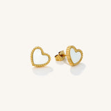 Bead Trim Heart Stud Earrings