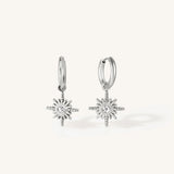 Star Compass Charm Hoop Earrings
