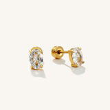 Oval Cubic Zirconia Flat Back Earrings