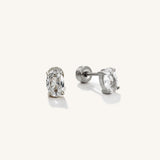 Oval Cubic Zirconia Flat Back Earrings