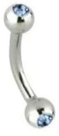 Stainless Steel Double Gem Curved Barbell