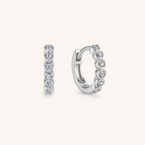 Mini Bezel Heart Huggie Earrings