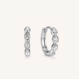 Bezeled Pear Huggie Earrings
