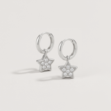 Sparkle Star Charm Hoop Earrings