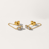 Cubic Zirconia Cluster Chain Drop Earrings