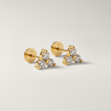 Cubic Zirconia Trio Flat Back Earrings