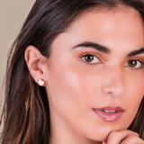 Bead Trim Shimmer Heart Stud Earrings