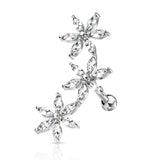 Stainless Steel 3 Marquise CZ Flowers Barbell