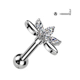 Stainless Steel 5 Marquise CZ Fan Barbell