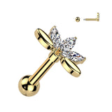 Stainless Steel 5 Marquise CZ Fan Barbell