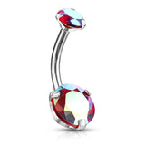 Stainless Steel Prong-Set Jewelled Belly Bar