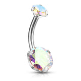 Stainless Steel Prong-Set Jewelled Belly Bar
