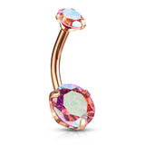 Stainless Steel Prong-Set Jewelled Belly Bar