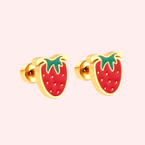 Strawberry Hypoallergenic Flat Back Stud Earring