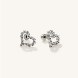 Pavé Heart Flat Back Earrings