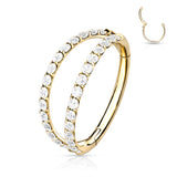 Single Titanium Hypoallergenic Segment Hoop w/ Double Lined CZ