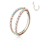 Single Titanium Hypoallergenic Segment Hoop w/ Double Lined CZ