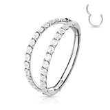 Single Titanium Hypoallergenic Segment Hoop w/ Double Lined CZ