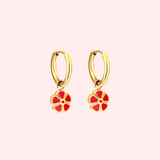 Dainty Flower Charm Hoop Earrings