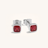 Cushion Birthstone Stud Earrings