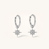 Star Compass Charm Hoop Earrings
