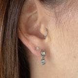 Double Bezel Set Drop Hypoallergenic Earring