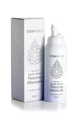 STERIPIERCE saline solution bottle and packaging on a white background