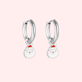 Father Christmas Charm Hoop Earrings