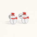 Snowman Flat Back Stud Earrings