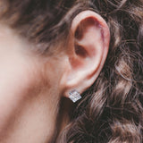 Square Clear Cubic Zirconia Hypoallergenic Earrings