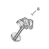 Titanium Internally Threaded Baguette Cut CZ Labret