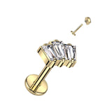 Titanium Internally Threaded Baguette Cut CZ Labret