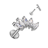 Titanium Internally Threaded 5 Marquise CZ Fan Labret