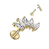 Titanium Internally Threaded 5 Marquise CZ Fan Labret