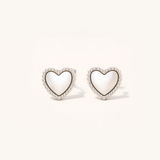 Bead Trim Shimmer Heart Stud Earrings