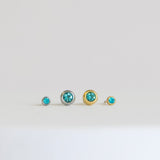 Aquamarine Bezel Set Hypoallergenic Stud Earrings - March