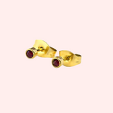 Garnet Bezel Set Hypoallergenic Stud Earrings - January