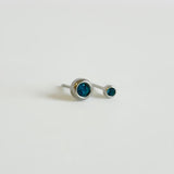 Blue Alexandrite Bezel Set Hypoallergenic Stud Earrings - June